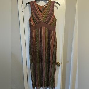 Est. 1946 Chic Multicolor Striped Hi-Low Maxi Dress - L